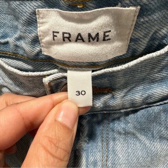 Frame Le Beau Denim Distressed Jean Short Size 30 With Cuff Detail Hem - Picture 5 of 9